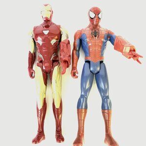 Action Figures Lot of 2 Iron Man Avengers Spider-Man Marvel Comics 12” Toys 2019